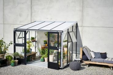 Preview: Gewächshaus Juliana Veranda 6,6 m² Anthrazit Schwarz 3mm Sicherheitsglas